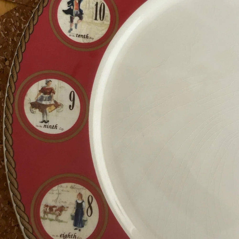 WILLIAMS SONOMA 12 DAY OF CHRISTMAS DINNER PLATE 12”. EUC